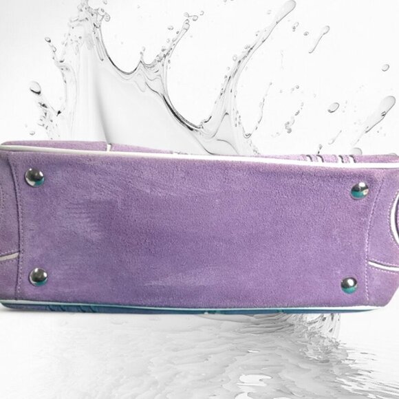 Vintage COACH Optic Signature Tote Handbag in purple Suede Y2K - Picture 10 of 11